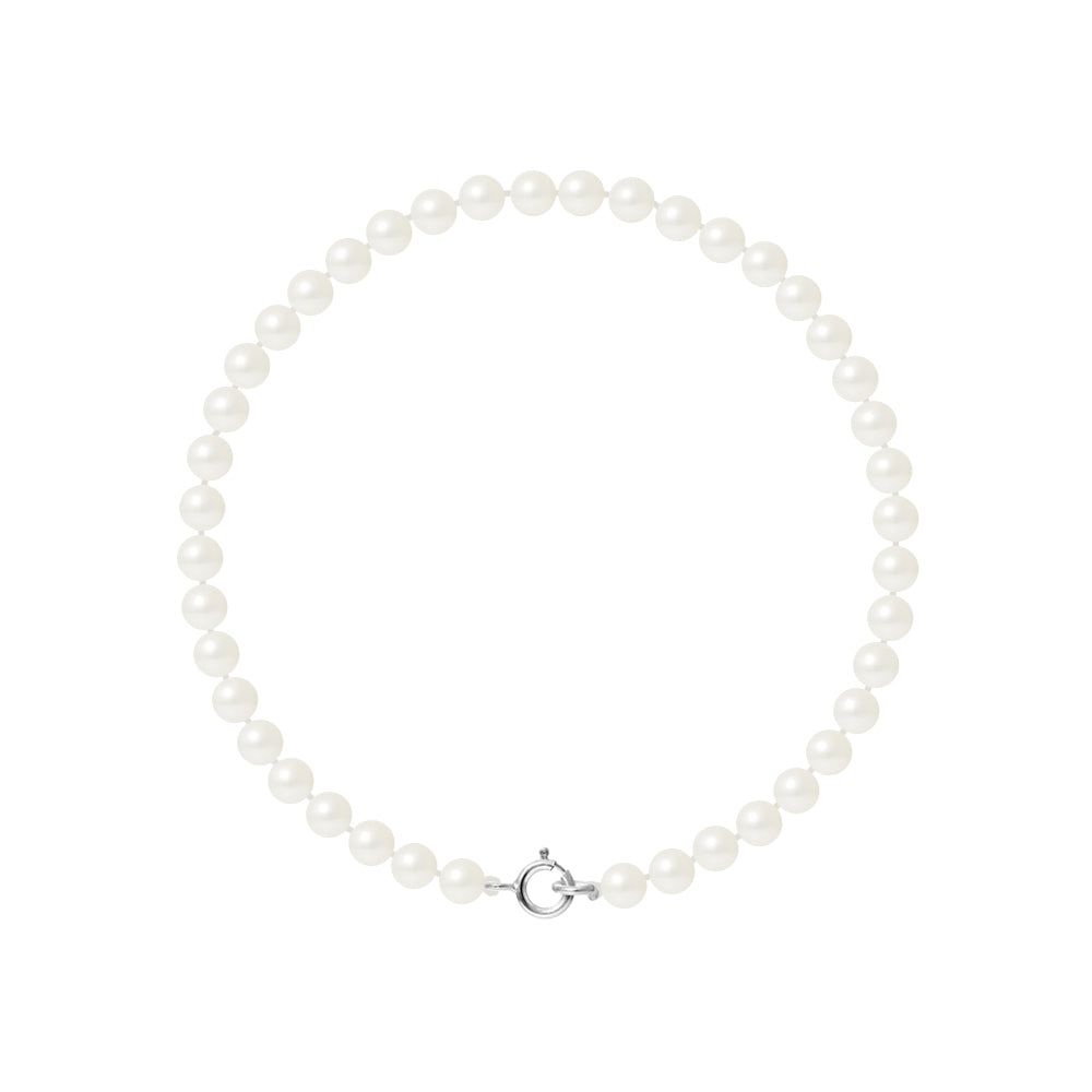 PERLINEA- Bracelet Perles de Culture Ronde 4-5 mm Blanc- Bijou Femme