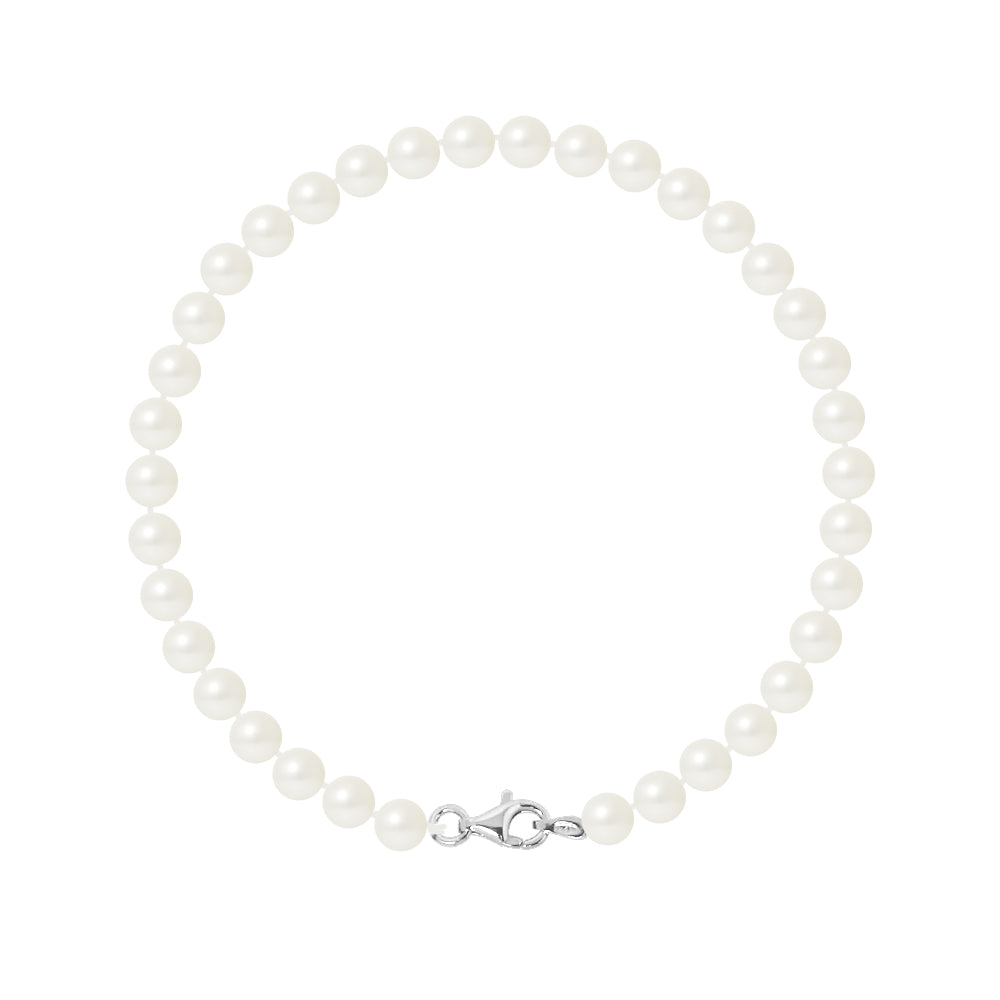 PERLINEA- Bracelet Perles de Culture Ronde 5-6 mm Blanc Naturel- Bijou Femme