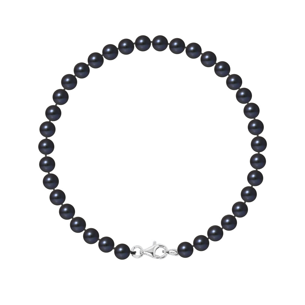 PERLINEA- Bracelet Perles de Culture Ronde 5-6 mm Black Tahiti- Bijou Femme