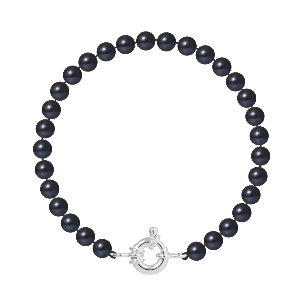 PERLINEA - Round Cultured Pearl Bracelet 6-7 mm Black Tahiti - Women's Jewelry