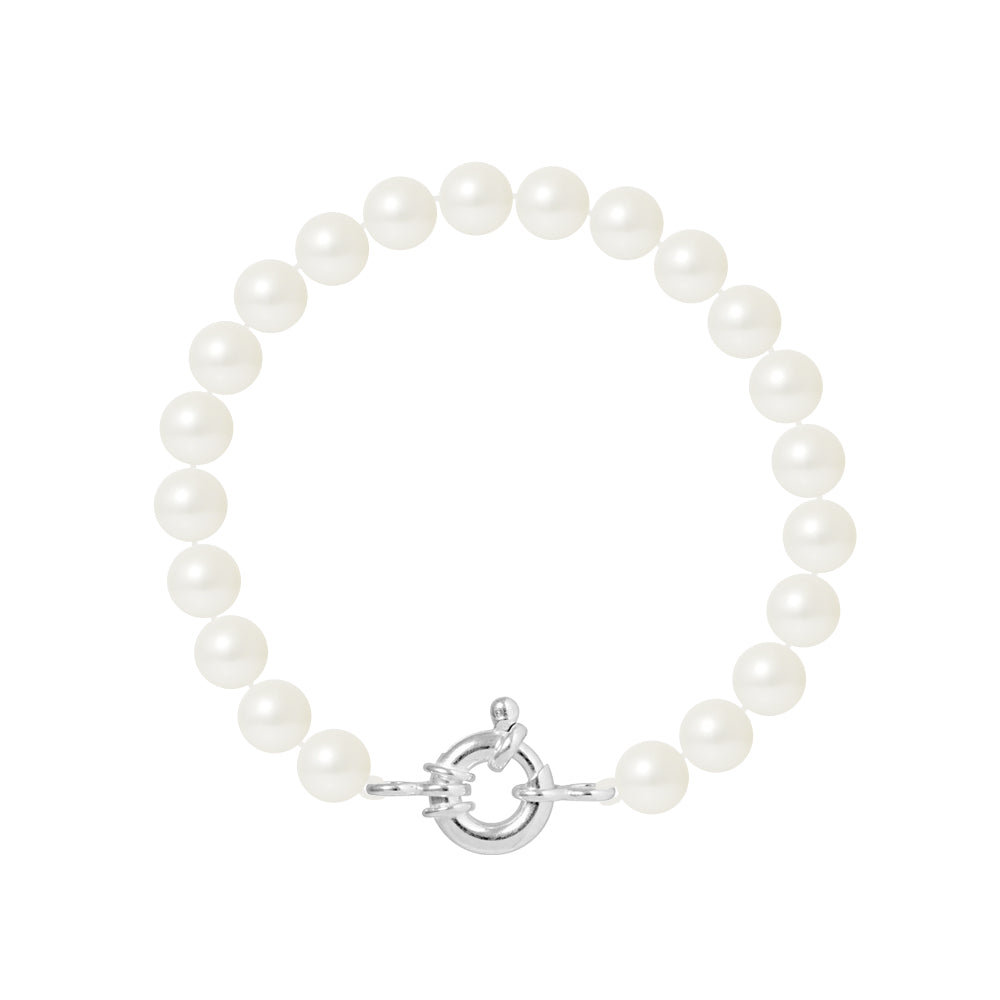 PERLINEA - Round Cultured Pearl Bracelet 7-8 mm Natural White - Women's Jewelry