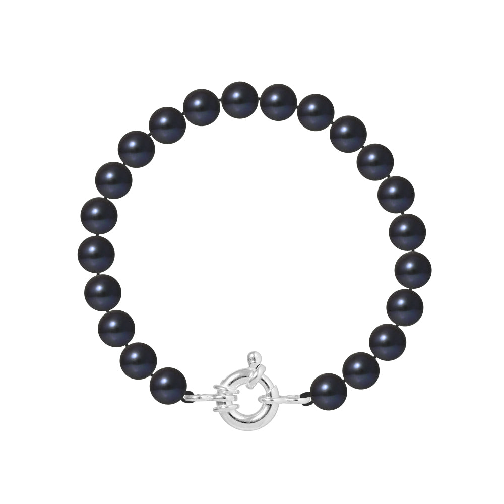 PERLINEA - Round Cultured Pearl Bracelet 7-8 mm Black Tahiti - Women's Jewelry