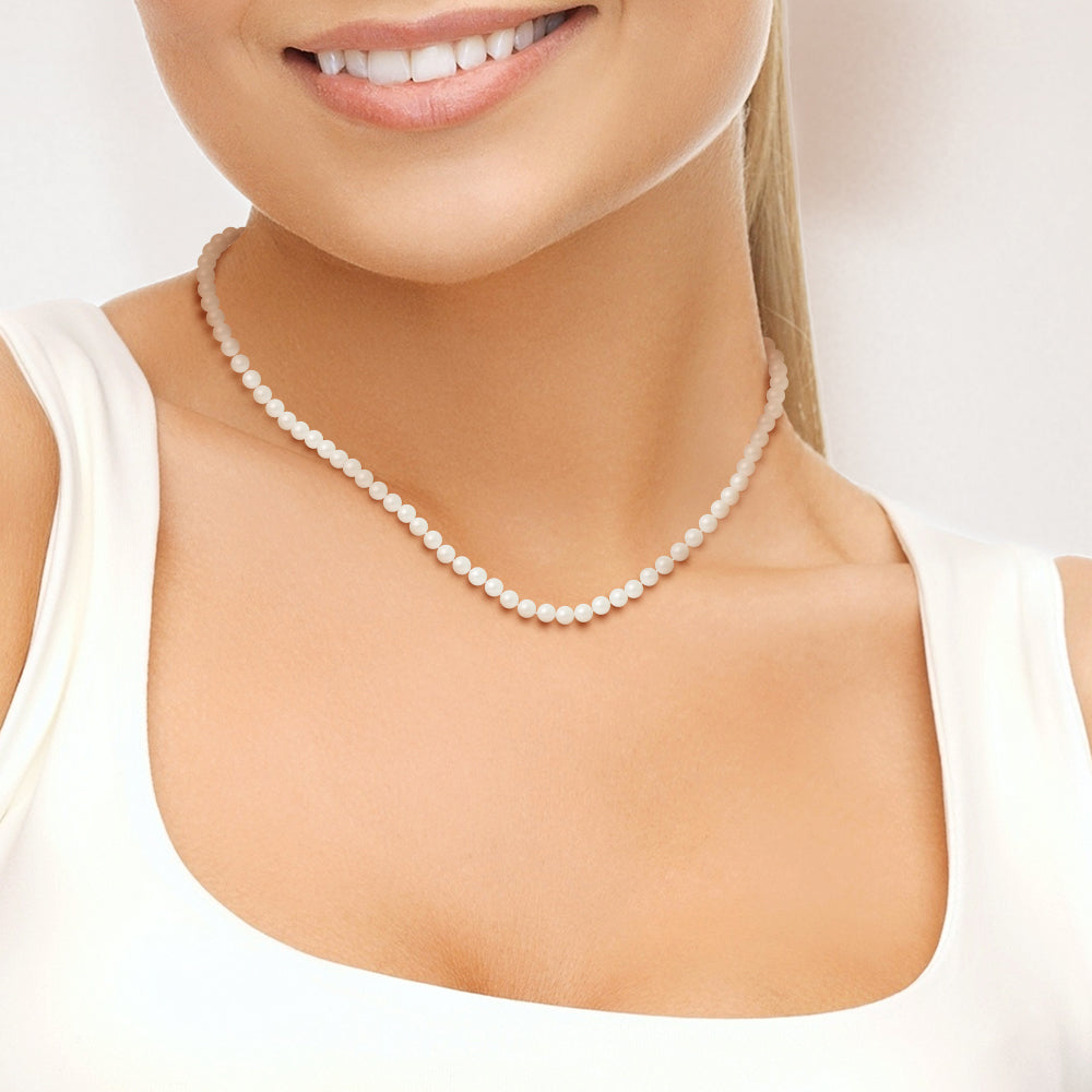 PERLINEA - Round Cultured Pearl Necklace 4-5 mm Natural White - Women's Jewelry