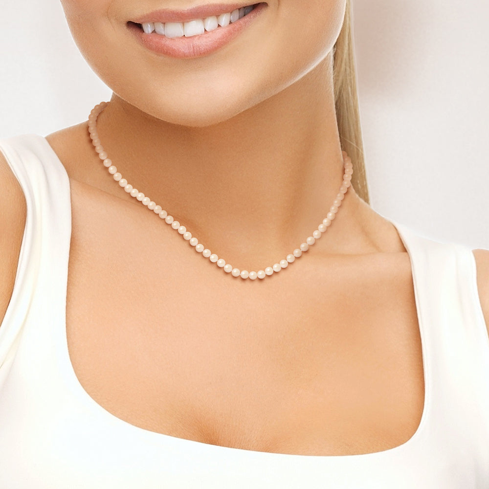 PERLINEA - Round Cultured Pearl Necklace 4-5 mm Natural Pink - Women's Jewelry