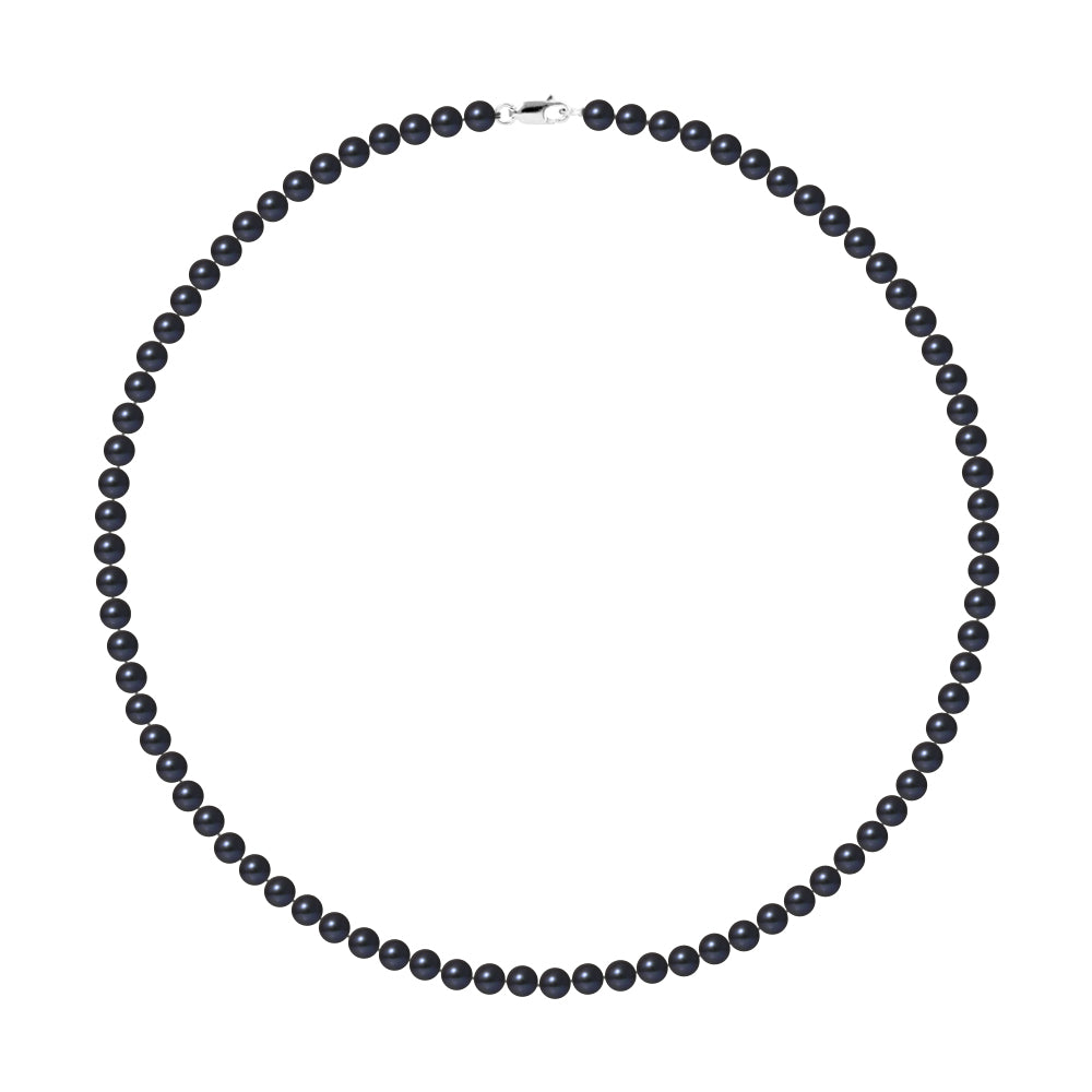 PERLINEA- Collier Perles de Culture Ronde 5-6 mm Black Tahiti- Bijou Femme