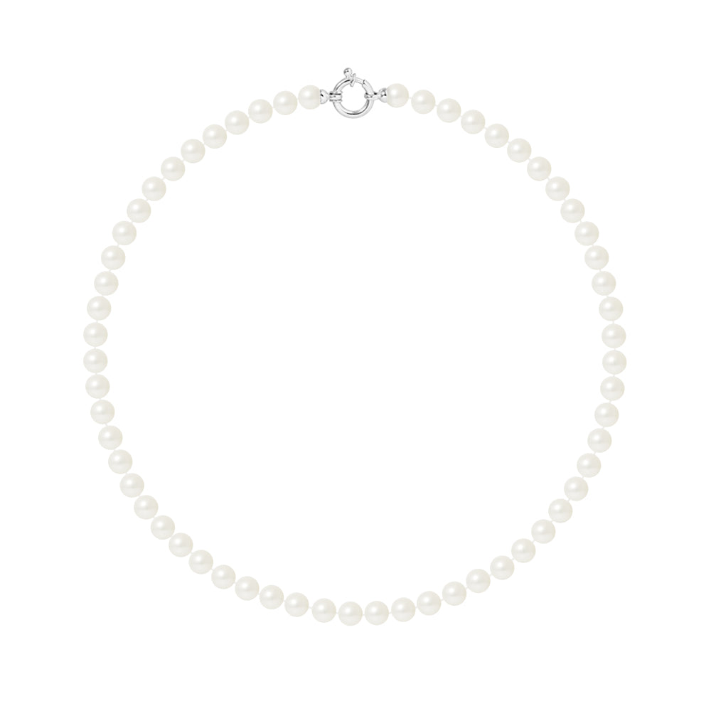 PERLINEA - Round Cultured Pearl Necklace 6-7 mm White - Women's Jewelry