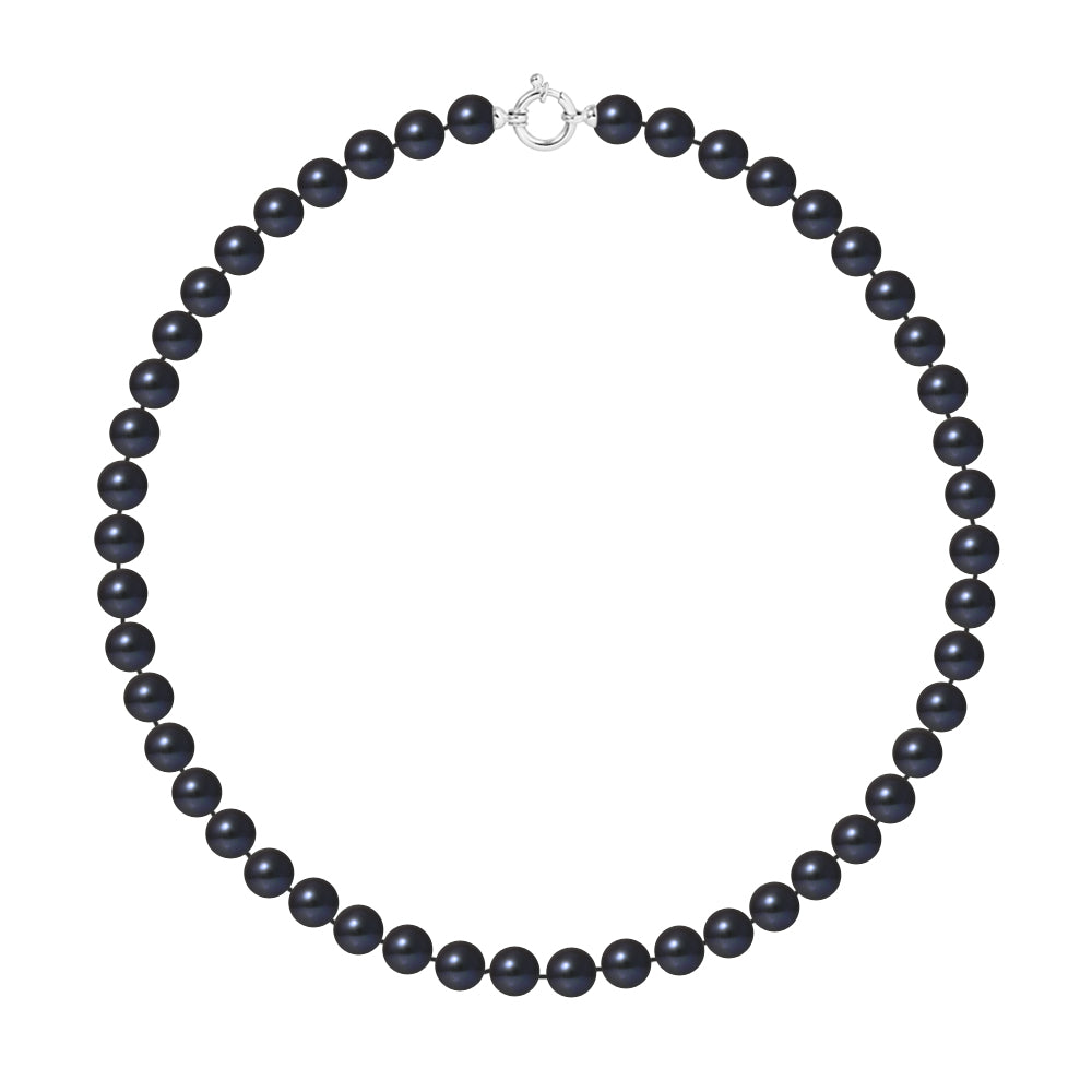 PERLINEA- Collier Perles de Culture- Diamètre 8-9 mm Black Tahiti- Bijou Femme