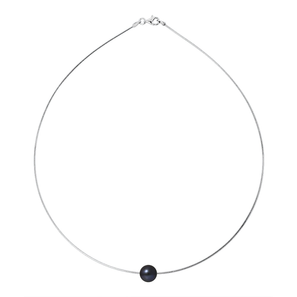 PERLINEA- Collier Perles de Culture- Diamètre 9-10 mm Black Tahiti- Bijou Femme