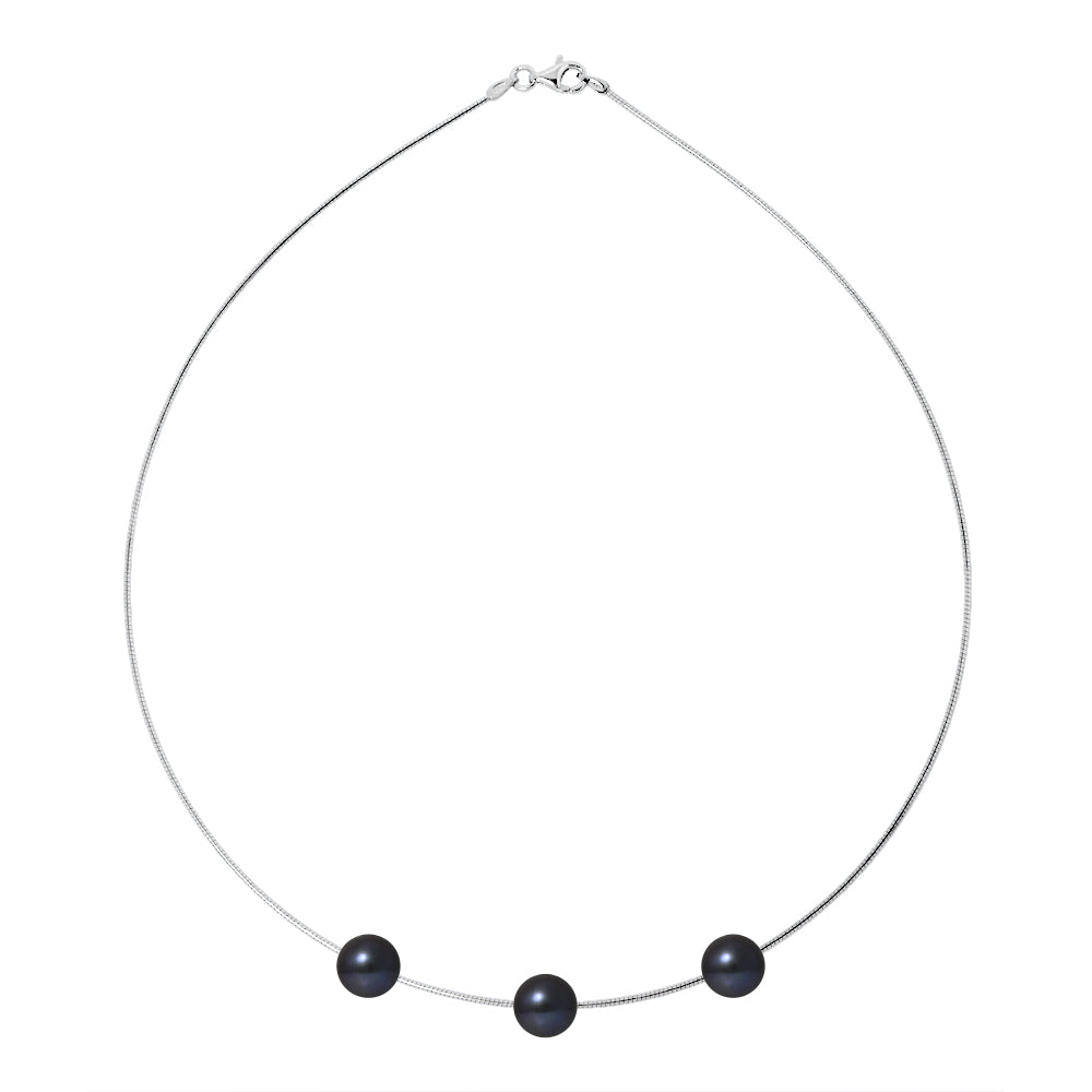 PERLINEA- Collier Perles de Culture- Diamètre 9-10 mm Black Tahiti- Bijou Femme