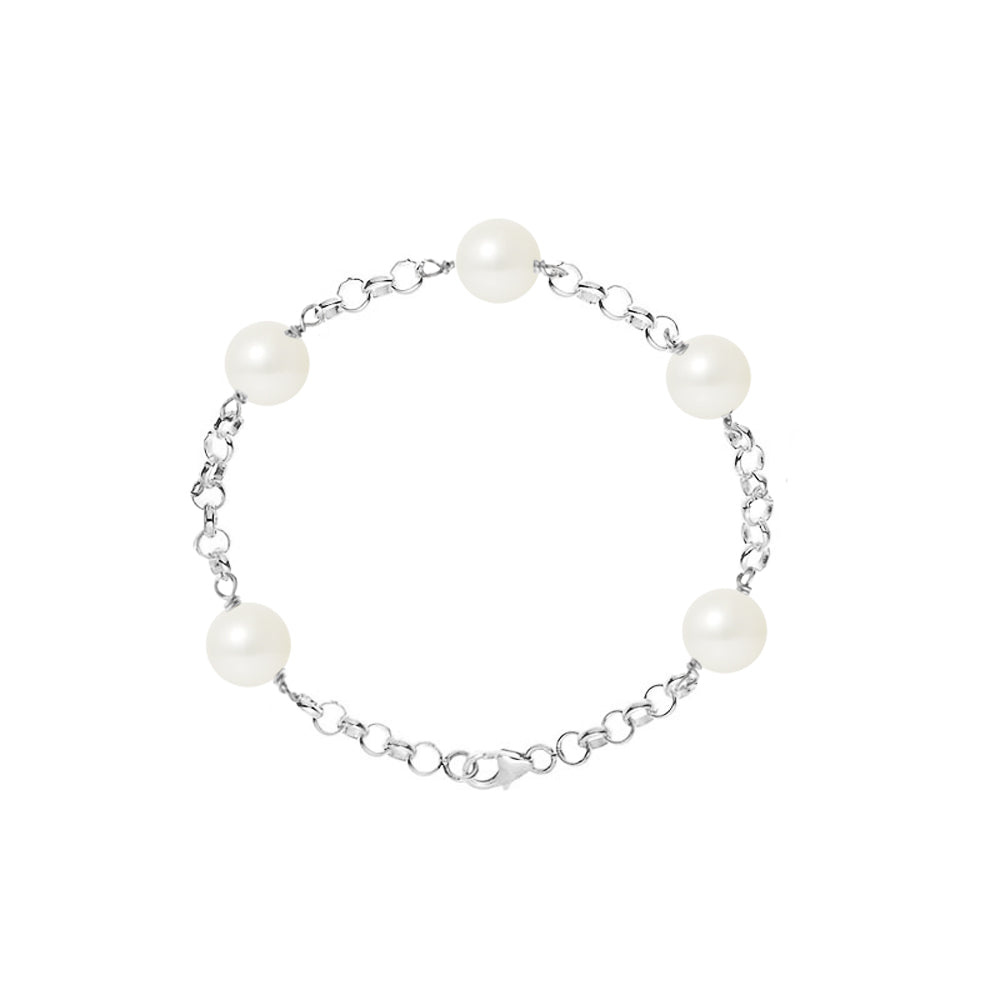 PERLINEA- Bracelet Perles de Culture- Diamètre 9-10 mm Blanc- Bijou Femme