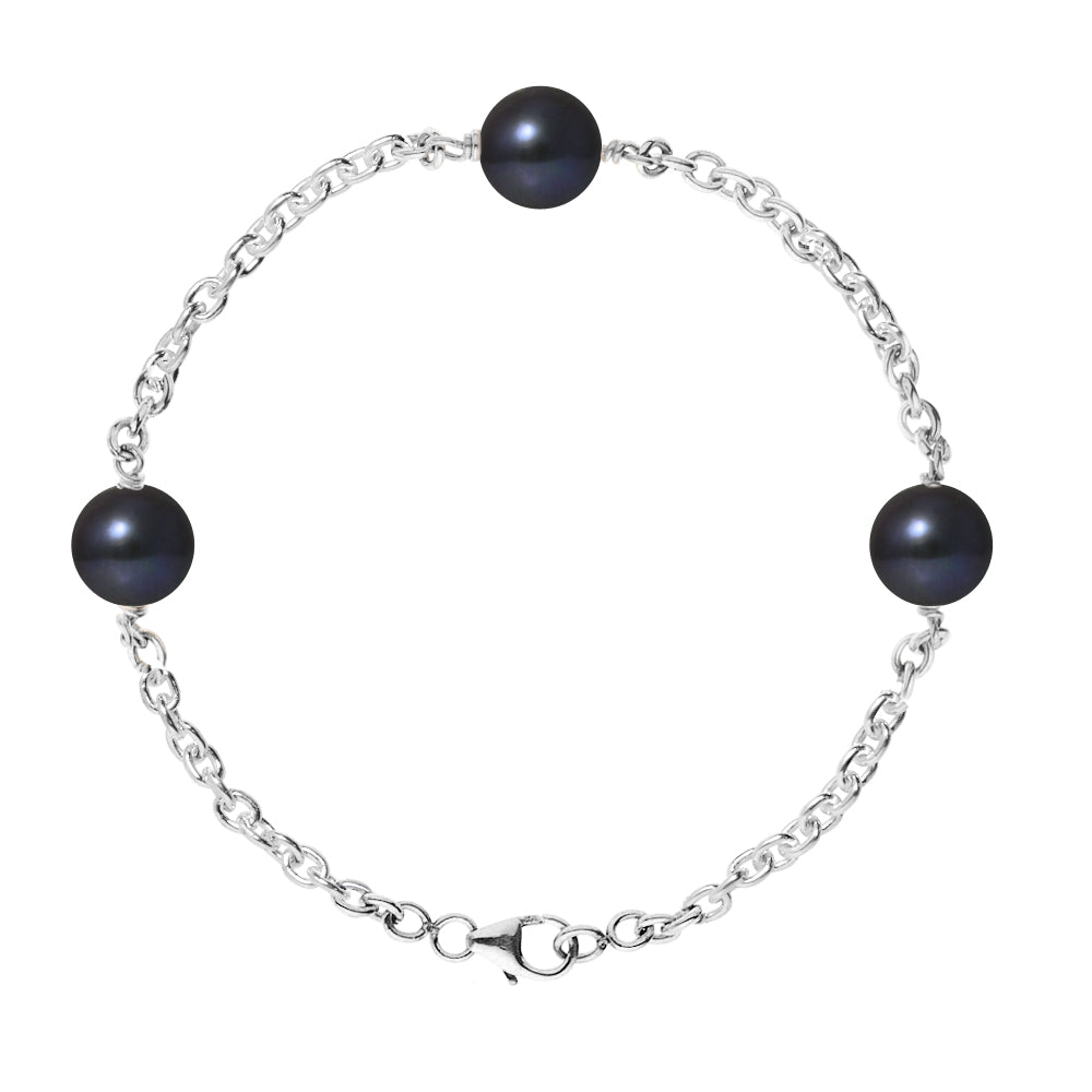 PERLINEA- Cultured Pearl Bracelet- Diameter 9-10 mm Black Tahiti- Women's Jewelry