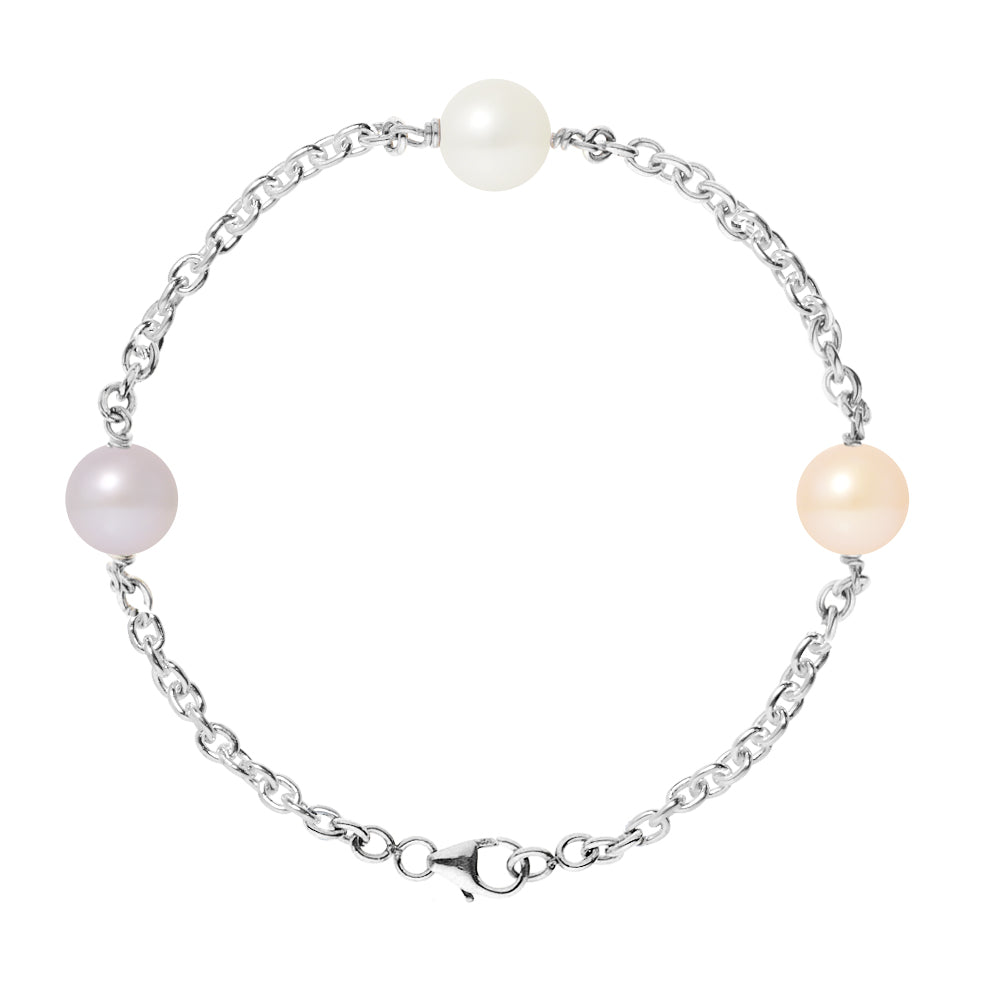 PERLINEA- Bracelet- Multicolored Freshwater Cultured Pearls 9-10 mm- Women's Jewelry