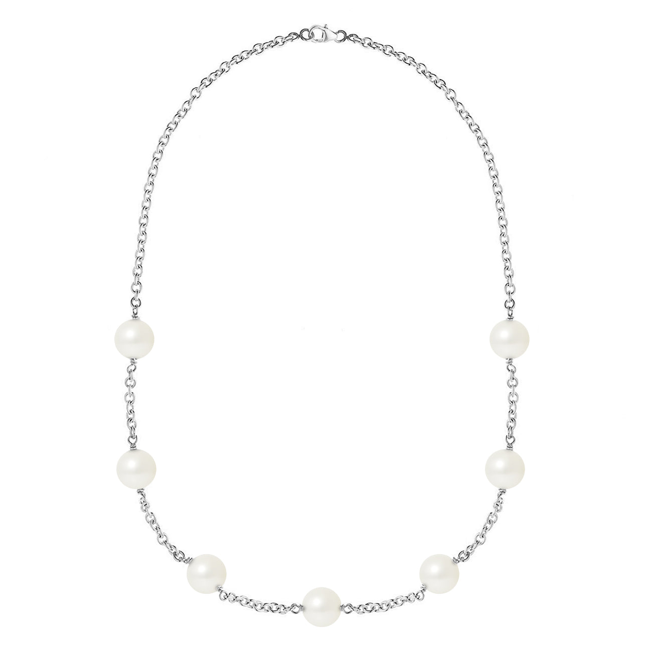 PERLINEA- Cultured Pearl Necklace- Diameter 9-10 mm Natural White- Women's Jewelry