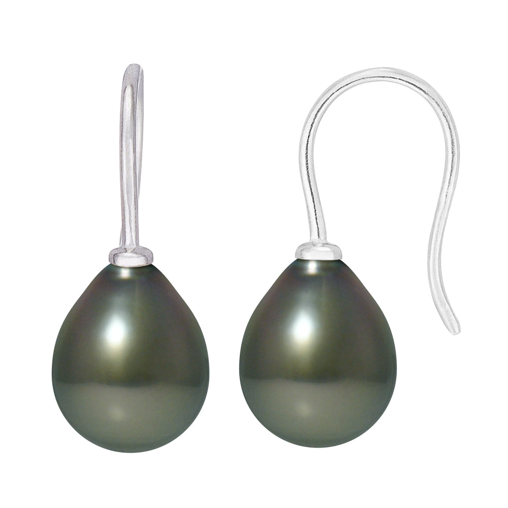 PERLINEA- Earrings- Tahitian Cultured Pearls- Diameter 8-9 mm- Women's Jewelry