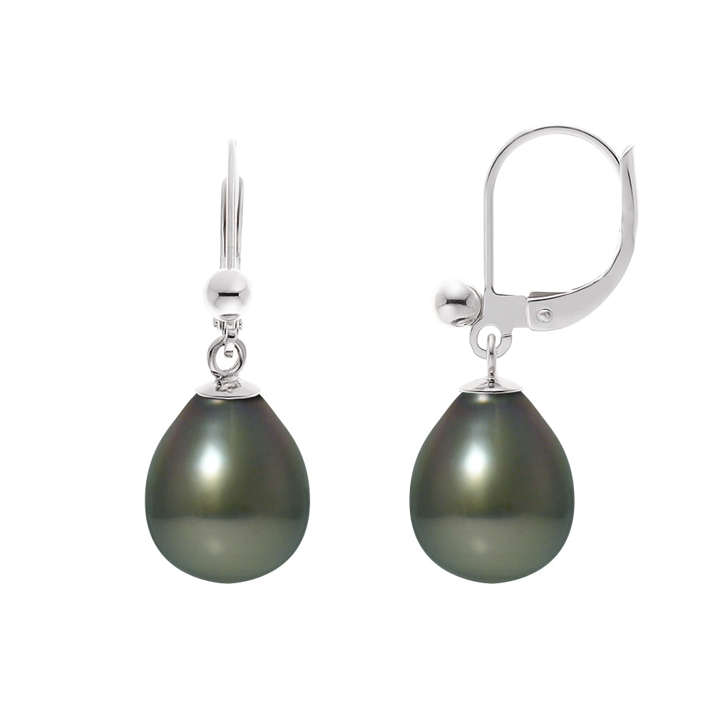 PERLINEA- Earrings- Tahitian Cultured Pearls- Diameter 8-9 mm- Women's Jewelry