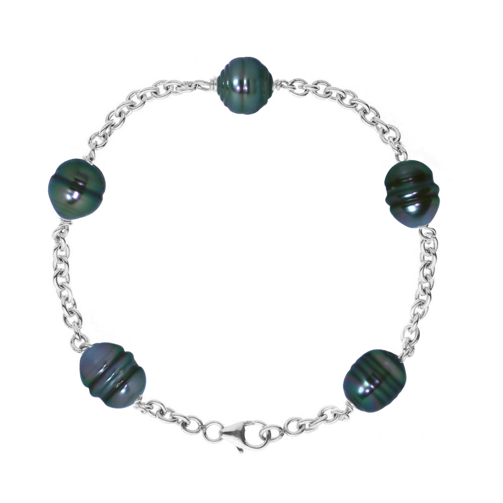 PERLINEA- Bracelet- Tahitian Cultured Pearls- Diameter 9-10 mm- Women's Jewelry