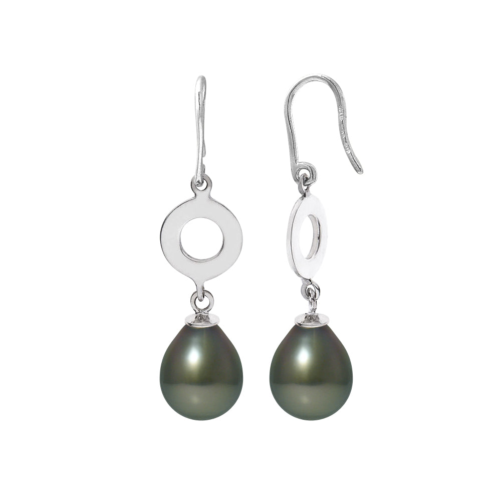 PERLINEA- Earrings- Tahitian Cultured Pearls- Diameter 8-9 mm- Women's Jewelry