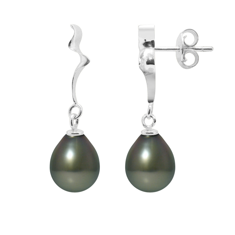 PERLINEA- Earrings- Tahitian Cultured Pearls- Diameter 9-10 mm- Women's Jewelry