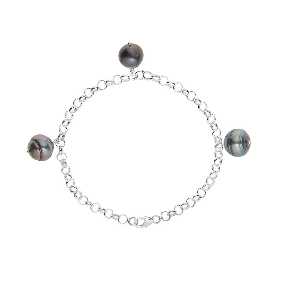 PERLINEA- Bracelet- Tahitian Cultured Pearls- Diameter 9-10 mm- Women's Jewelry