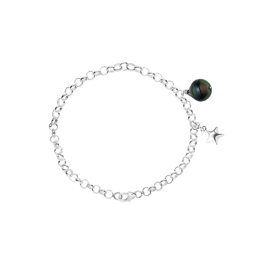 PERLINEA- Bracelet- Tahitian Cultured Pearls- Diameter 9-10 mm- Women's Jewelry