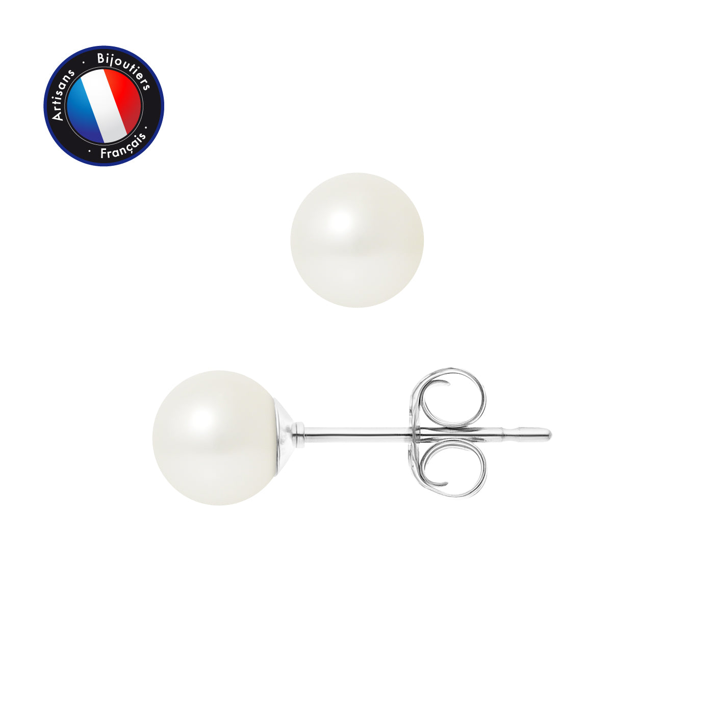 PERLINEA- Earrings - Round Freshwater Cultured Pearls 6-7 mm White - Women's Jewelry - White Gold