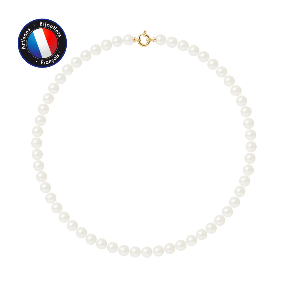 PERLINEA- Necklace- Freshwater Cultured Pearls- Diameter 8-9 mm White- Women's Jewelry- White Gold