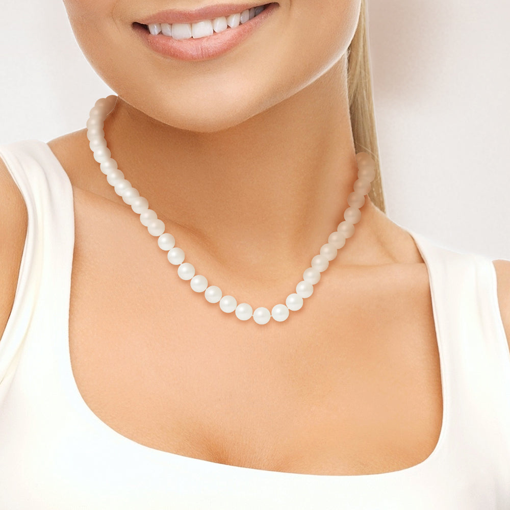 PERLINEA- Necklace- Freshwater Cultured Pearls- Diameter 8-9 mm White- Women's Jewelry- White Gold