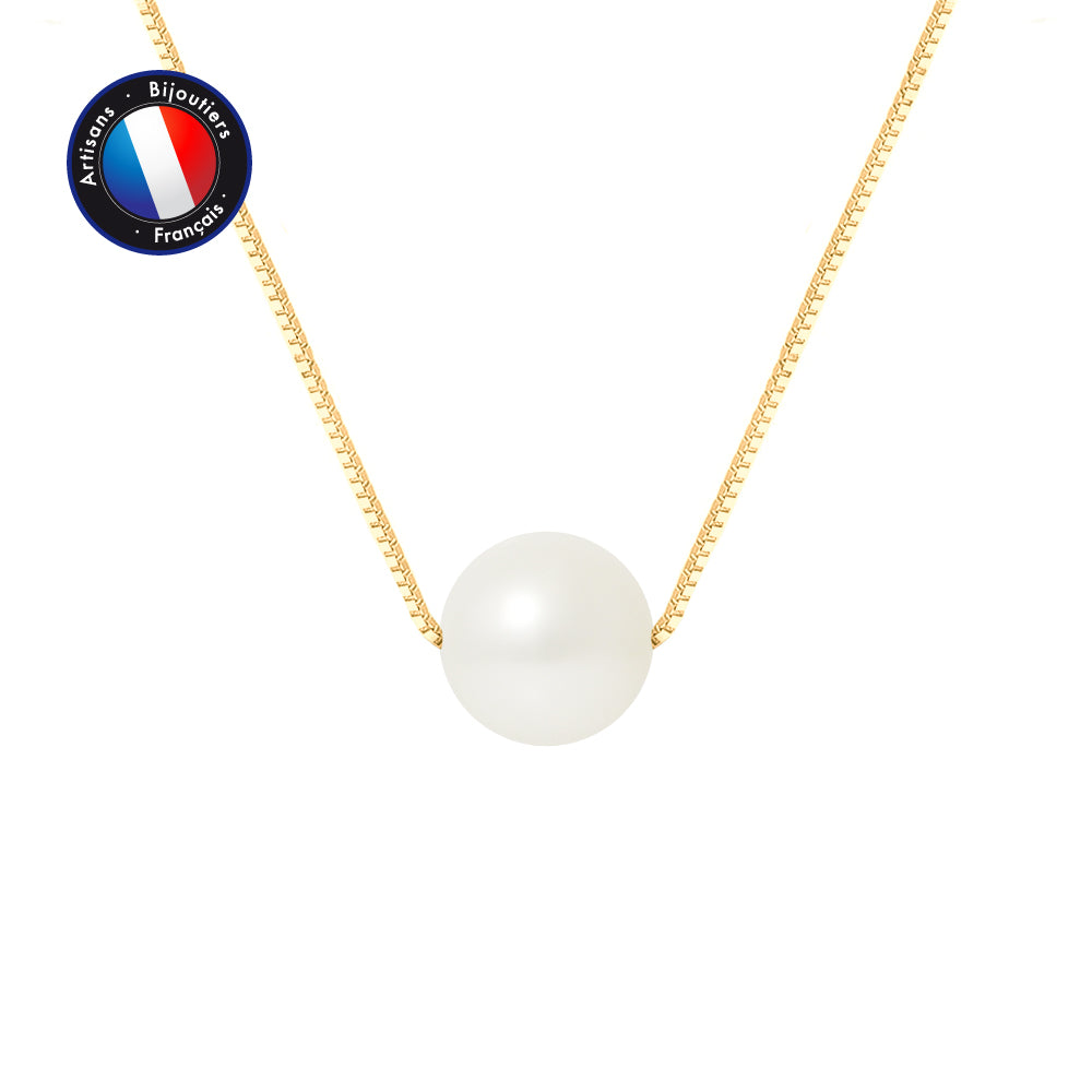 PERLINEA- Necklace- Cultured Pearls- Diameter 9-10 mm White- Women's Jewelry- Yellow Gold