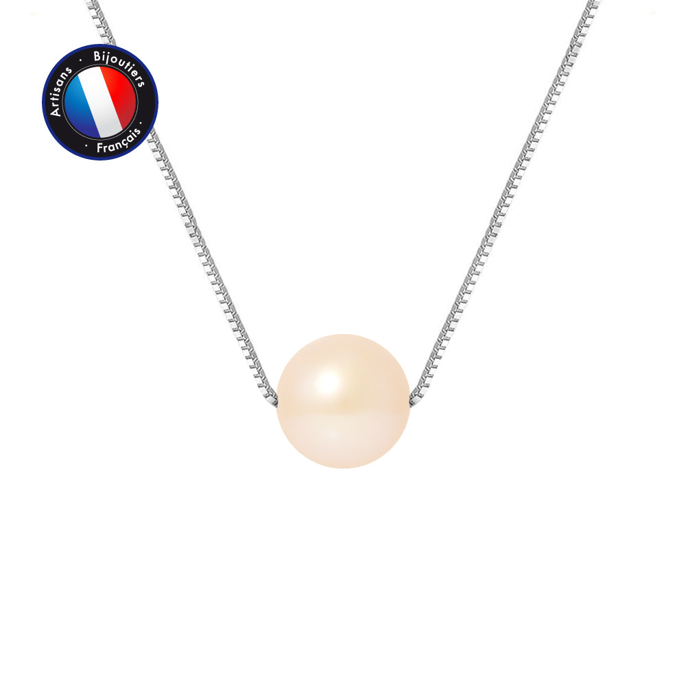 PERLINEA- Necklace- Cultured Pearls- Diameter 9-10 mm Pink- Women's Jewelry- White Gold