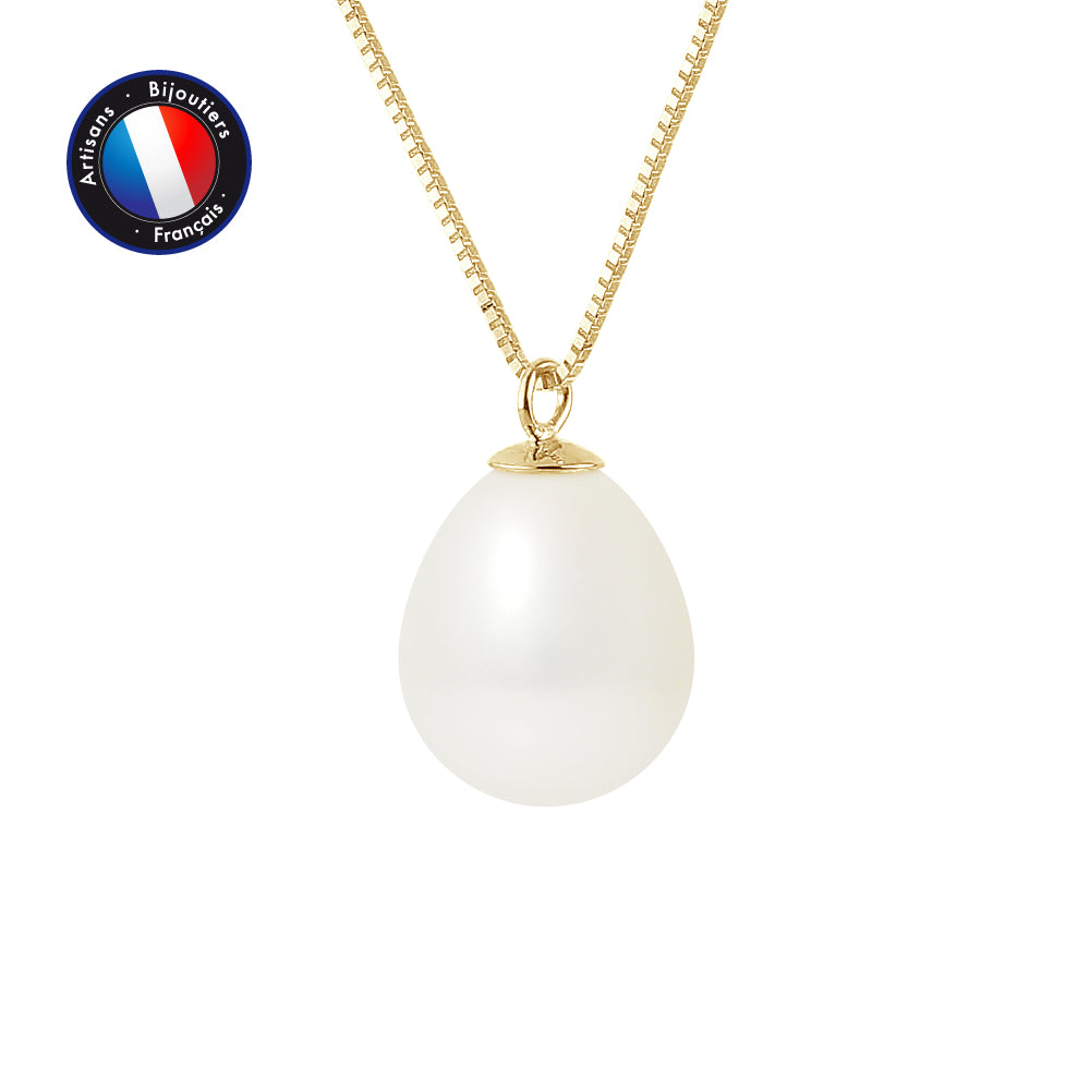 PERLINEA- Necklace- Cultured Pearls- Diameter 9-10 mm White- Women's Jewelry- Yellow Gold