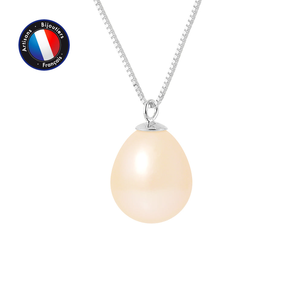 PERLINEA- Necklace- Cultured Pearls- Diameter 9-10 mm Pink- Women's Jewelry- White Gold