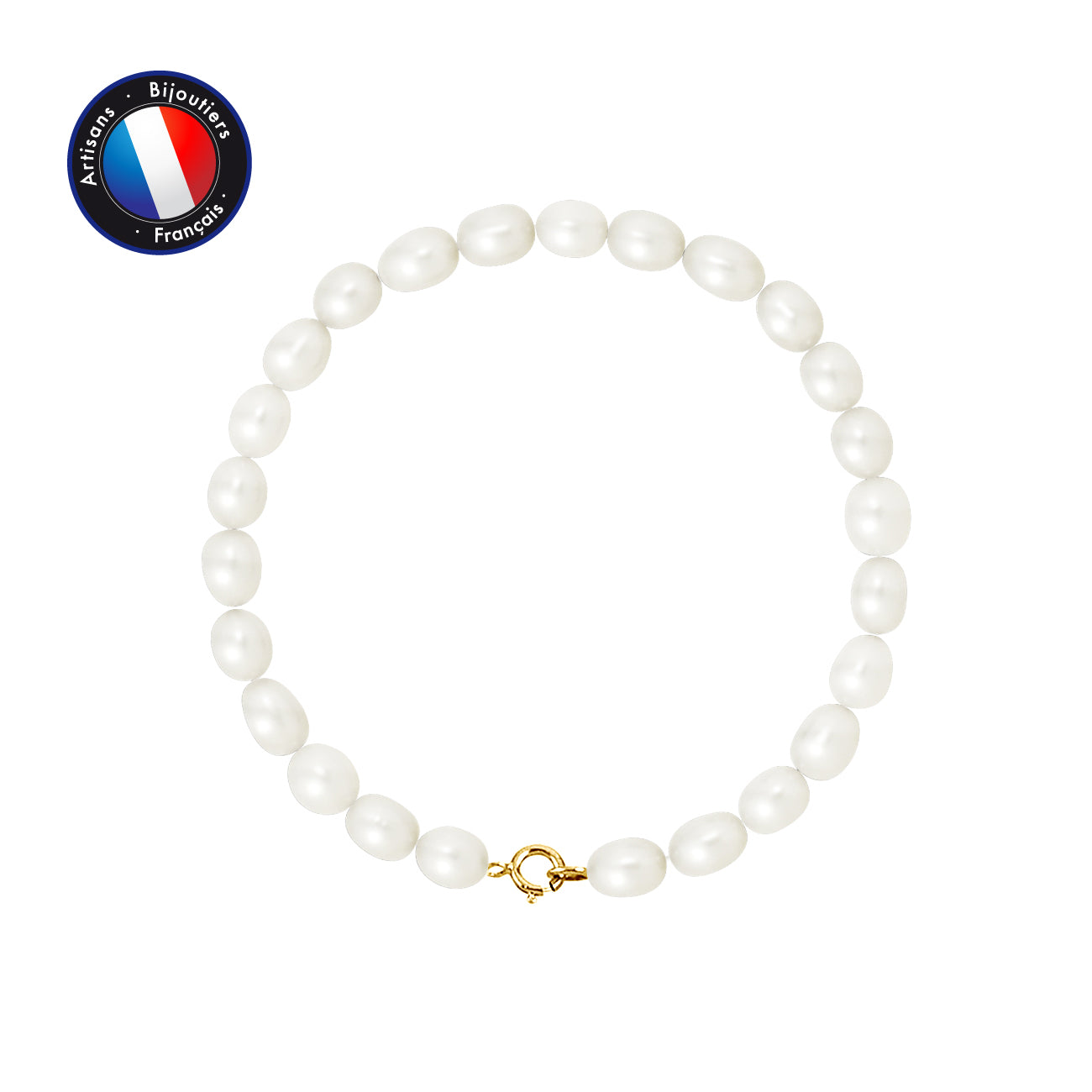 PERLINEA- Bracelet - Rice Cultured Pearls 5-6 mm White - Women's Jewelry - Yellow Gold