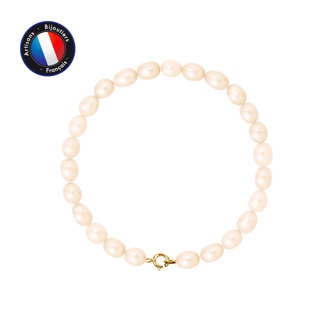 PERLINEA- Bracelet - Rice Cultured Pearls 5-6 mm Pink - Women's Jewelry - Yellow Gold