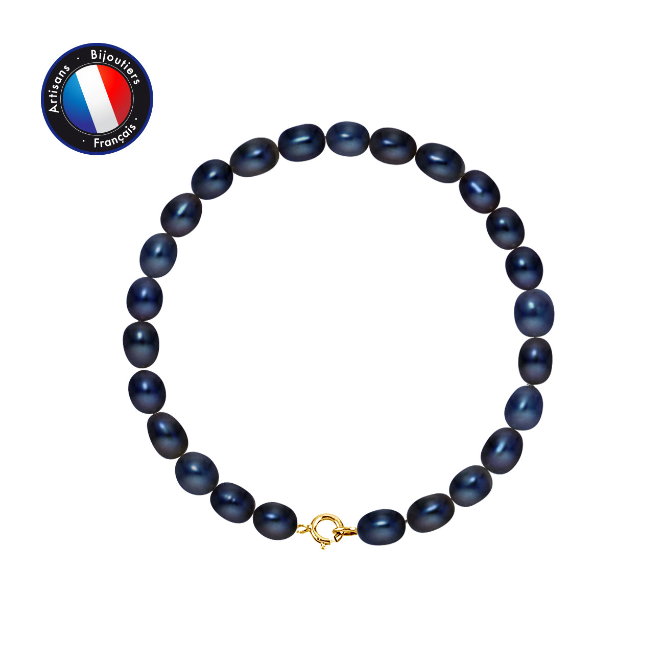 PERLINEA- Bracelet - Rice Cultured Pearls 5-6 mm Black Tahiti- Women's Jewelry- Yellow Gold