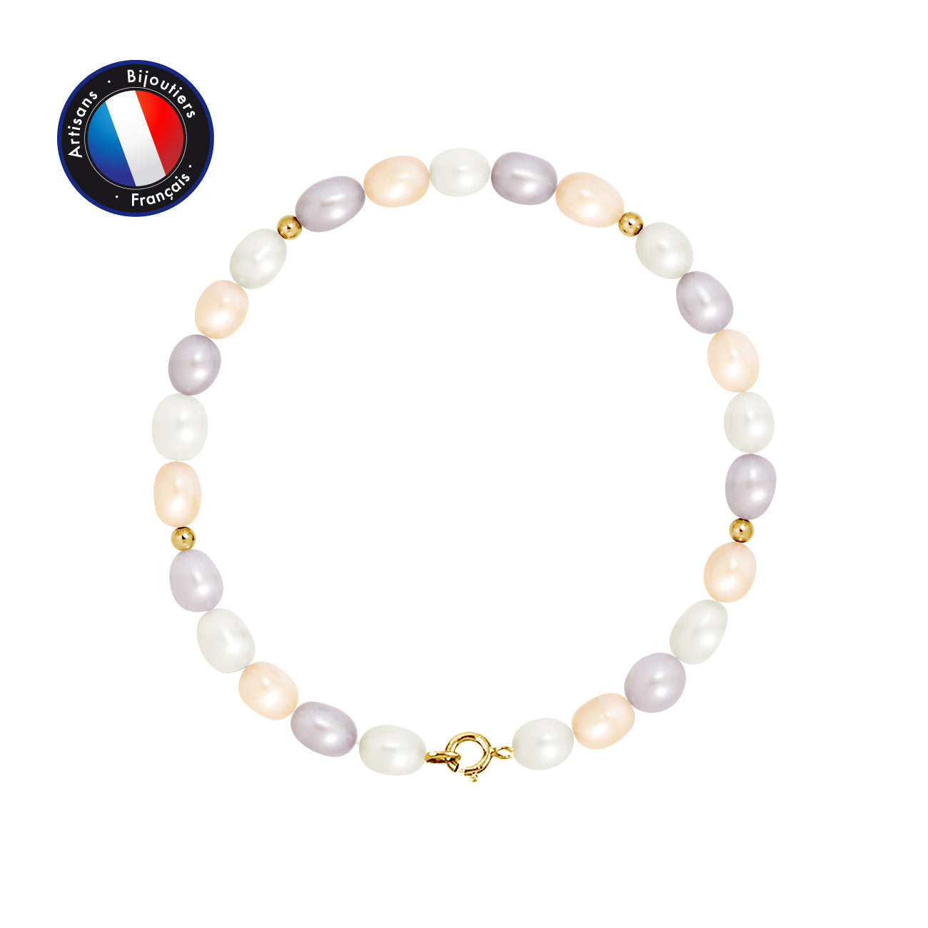 PERLINEA- Bracelet - Rice Cultured Pearls 4-5 mm Multicolor - Women's Jewelry - Yellow Gold