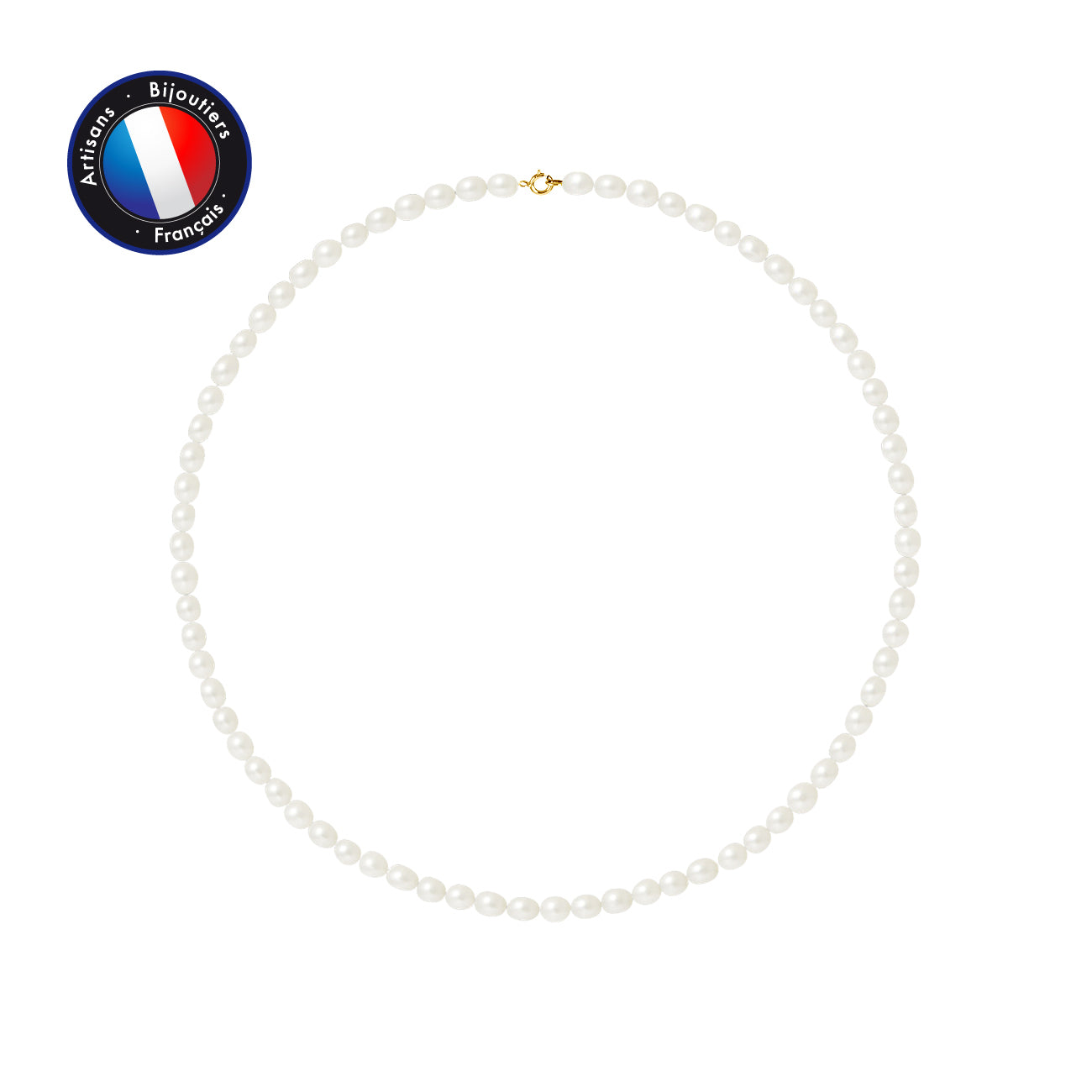 PERLINEA- Necklace- Freshwater Cultured Pearls Rice 5-6 mm White- Women's Jewelry- Yellow Gold