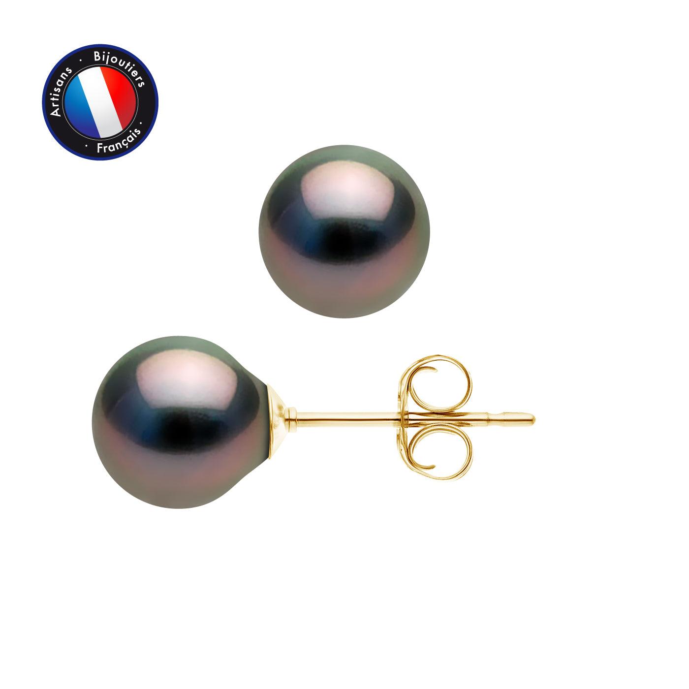 PERLINEA- Earrings - Tahitian Cultured Pearls - Diameter 8-9 mm - Women's Jewelry - Yellow Gold