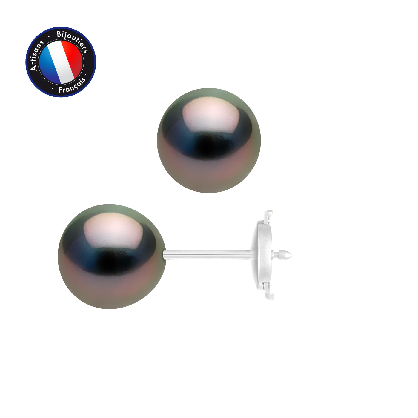 PERLINEA- Earrings - Tahitian Cultured Pearls - Diameter 8-9 mm - Women's Jewelry - White Gold