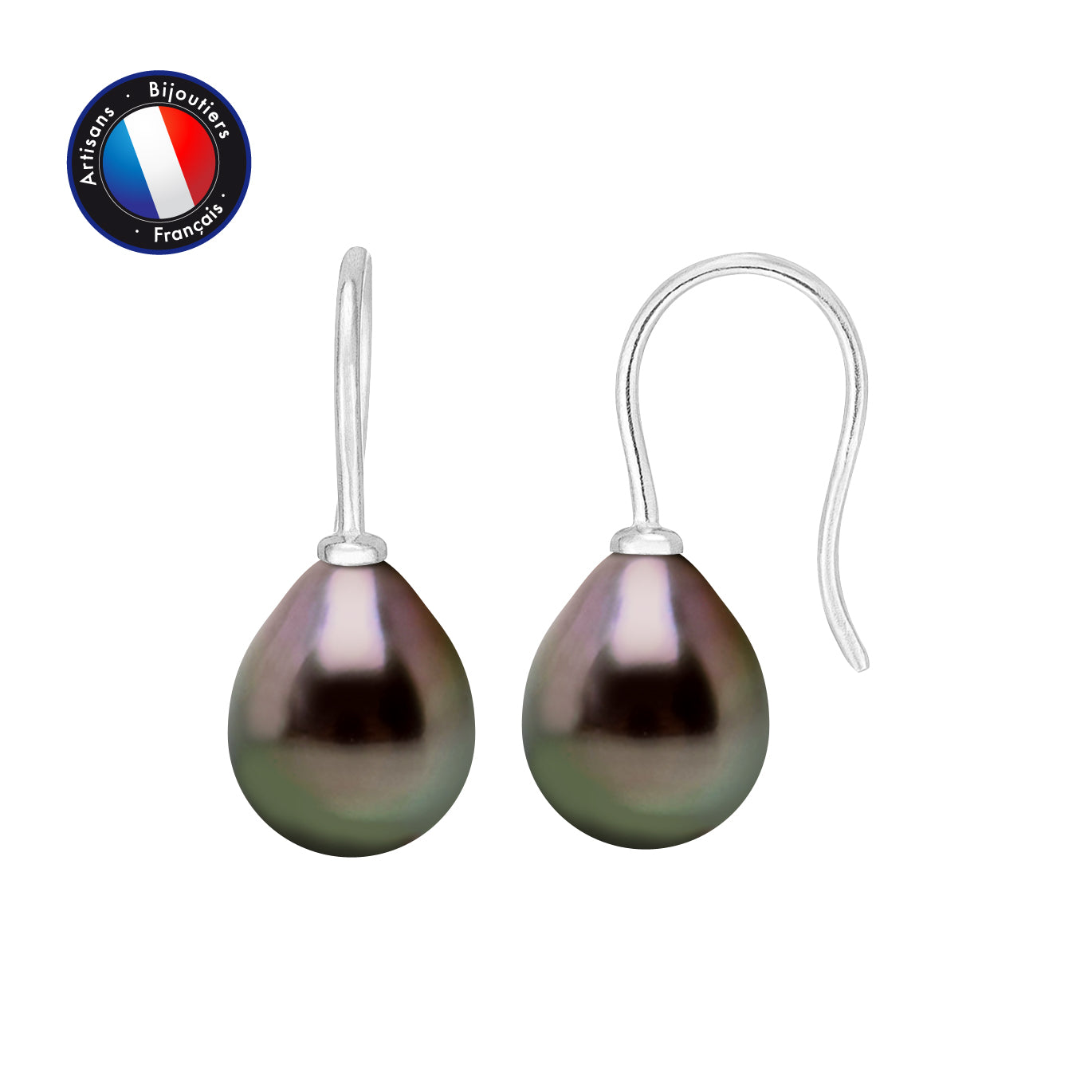 PERLINEA- Earrings - Tahitian Cultured Pearls - Diameter 9-10 mm - Women's Jewelry - White Gold