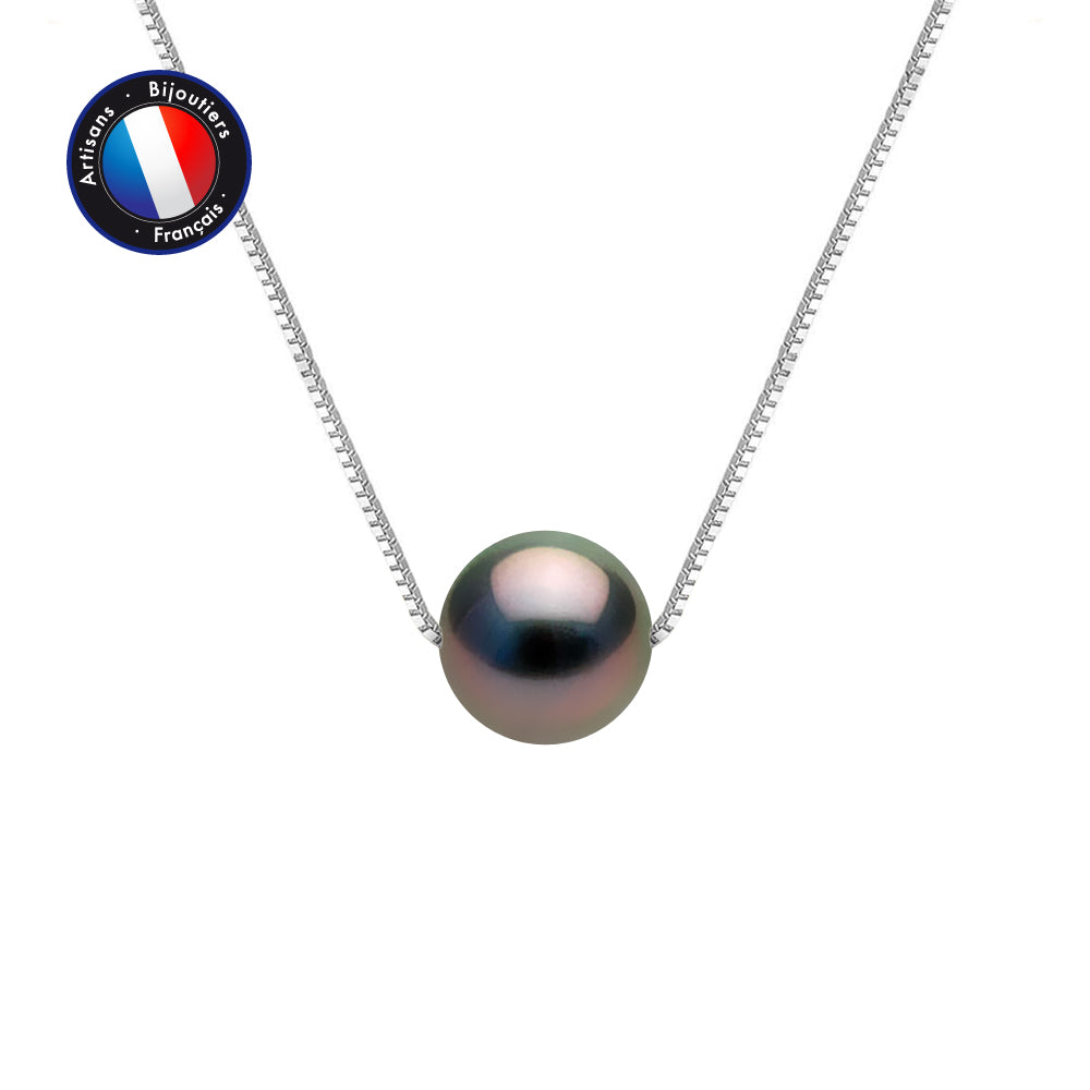 PERLINEA- Necklace- Tahitian Cultured Pearls- Diameter 9-10 mm- Women's Jewelry- White Gold