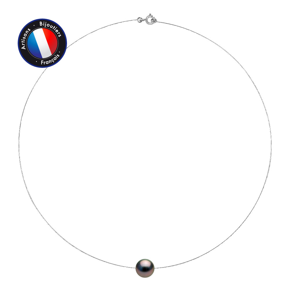 PERLINEA- Necklace- Round Tahitian Cultured Pearls 10-11 mm- Women's Jewelry- White Gold