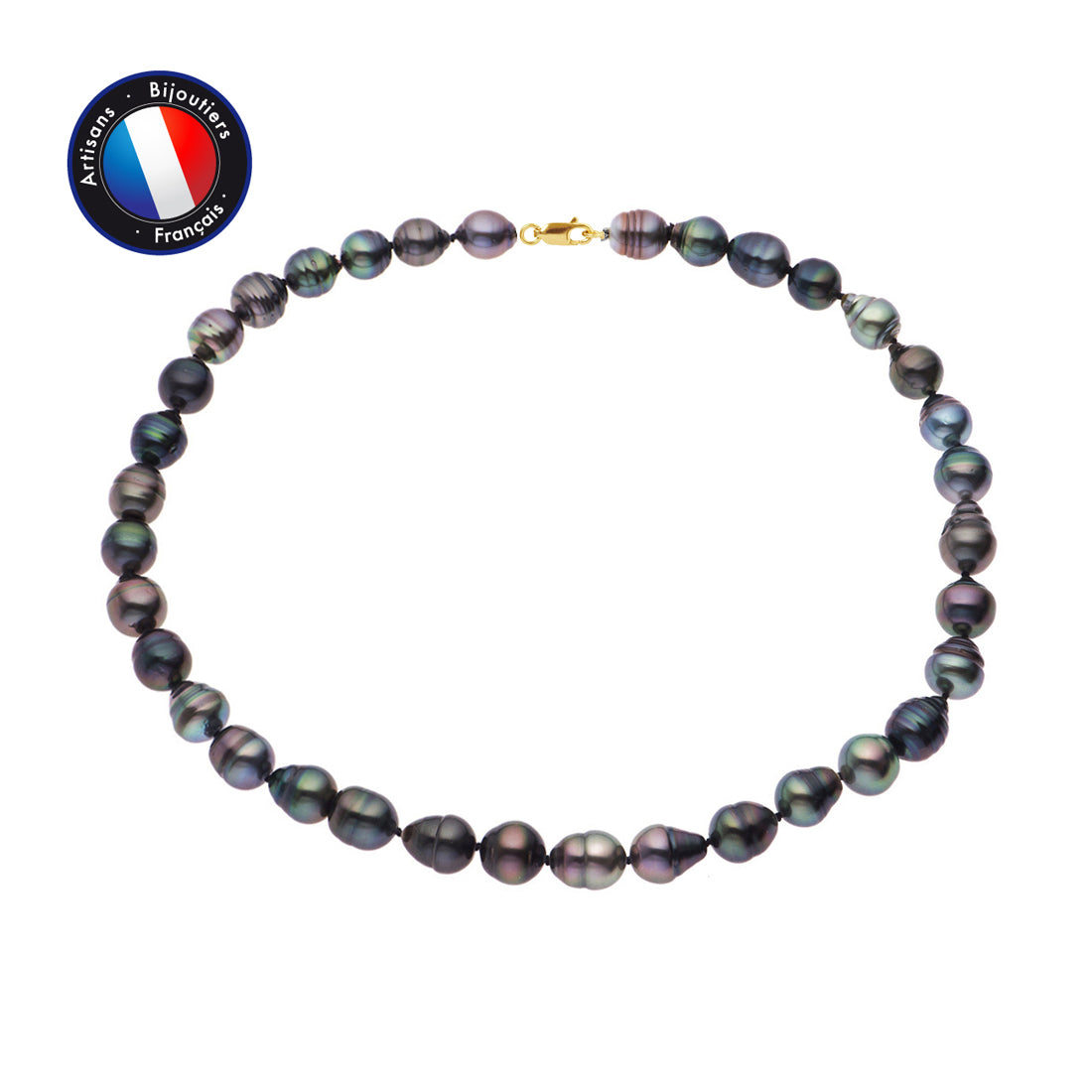 PERLINEA- Necklace- Tahitian Cultured Pearls- Diameter 8-9 mm- Women's Jewelry- Yellow Gold