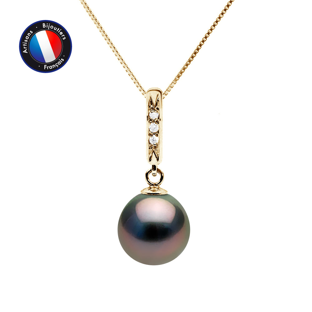 PERLINEA- Necklace- Tahitian Cultured Pearls- Diameter 8-9 mm- Women's Jewelry- Yellow Gold