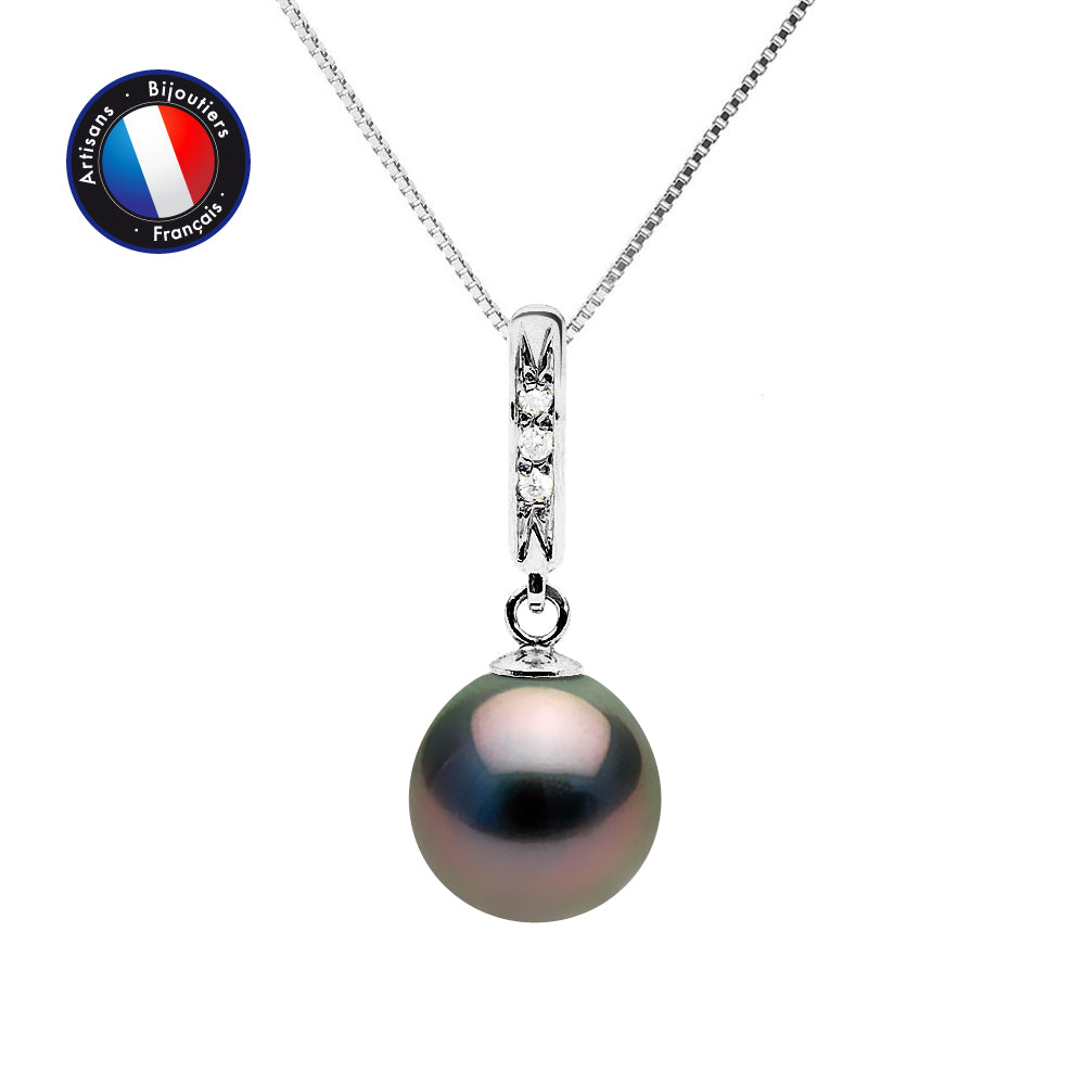 PERLINEA- Necklace- Tahitian Cultured Pearls- Diameter 8-9 mm- Women's Jewelry- White Gold