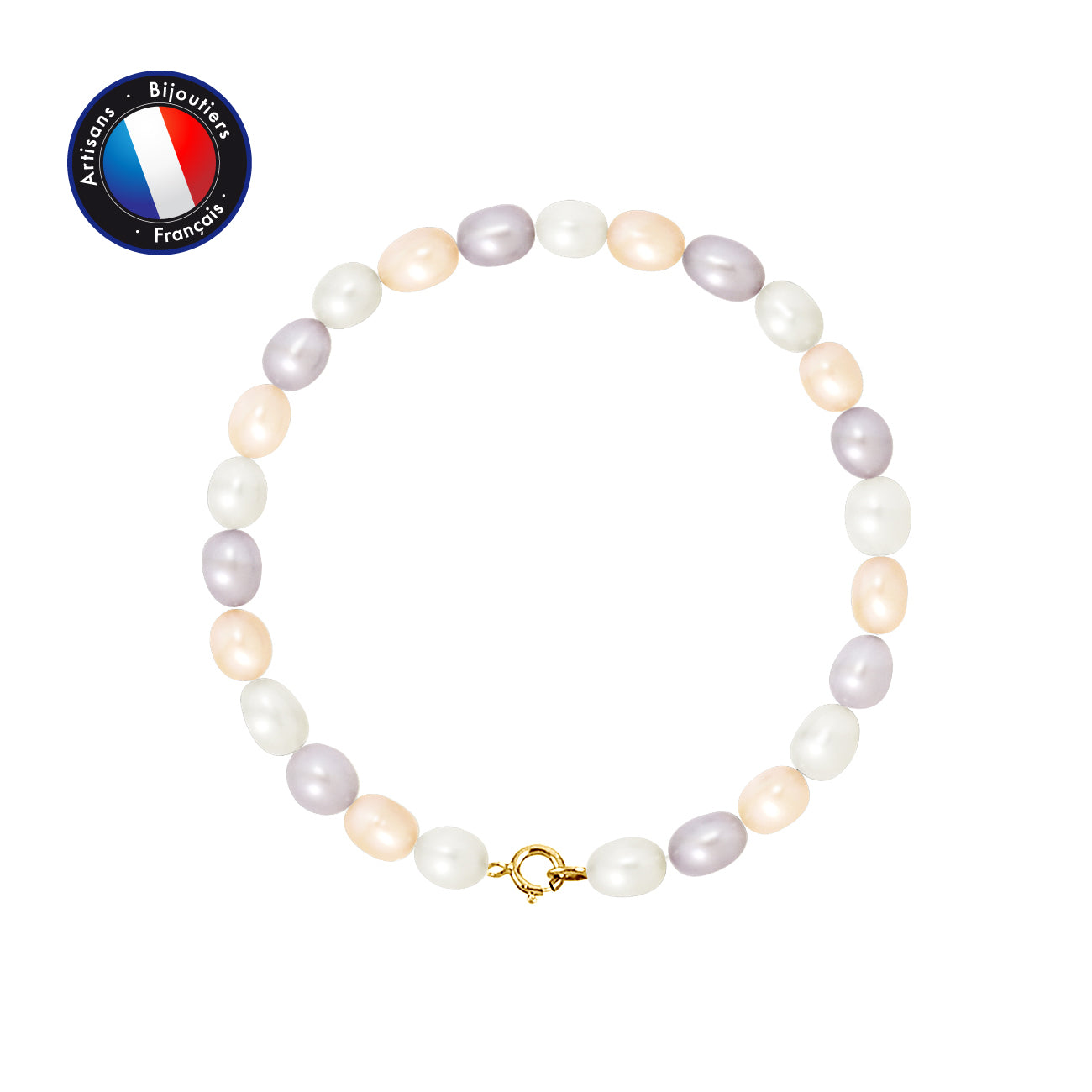 PERLINEA- Bracelet - Rice Cultured Pearls 5-6 mm Multicolor - Women's Jewelry - Yellow Gold