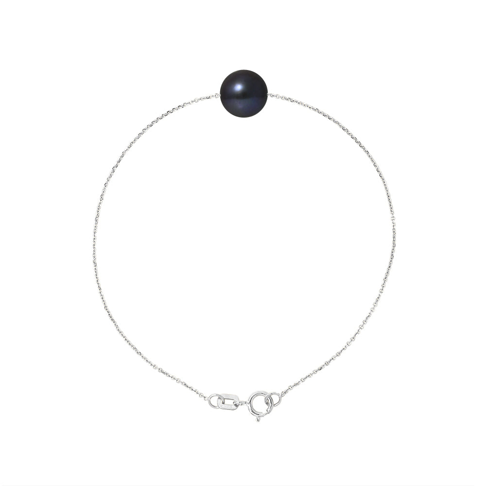 PERLINEA- Bracelet- Freshwater Cultured Pearl- Diameter 8-9 mm Black Tahiti- Women's Jewelry- 925 Thousandths Silver