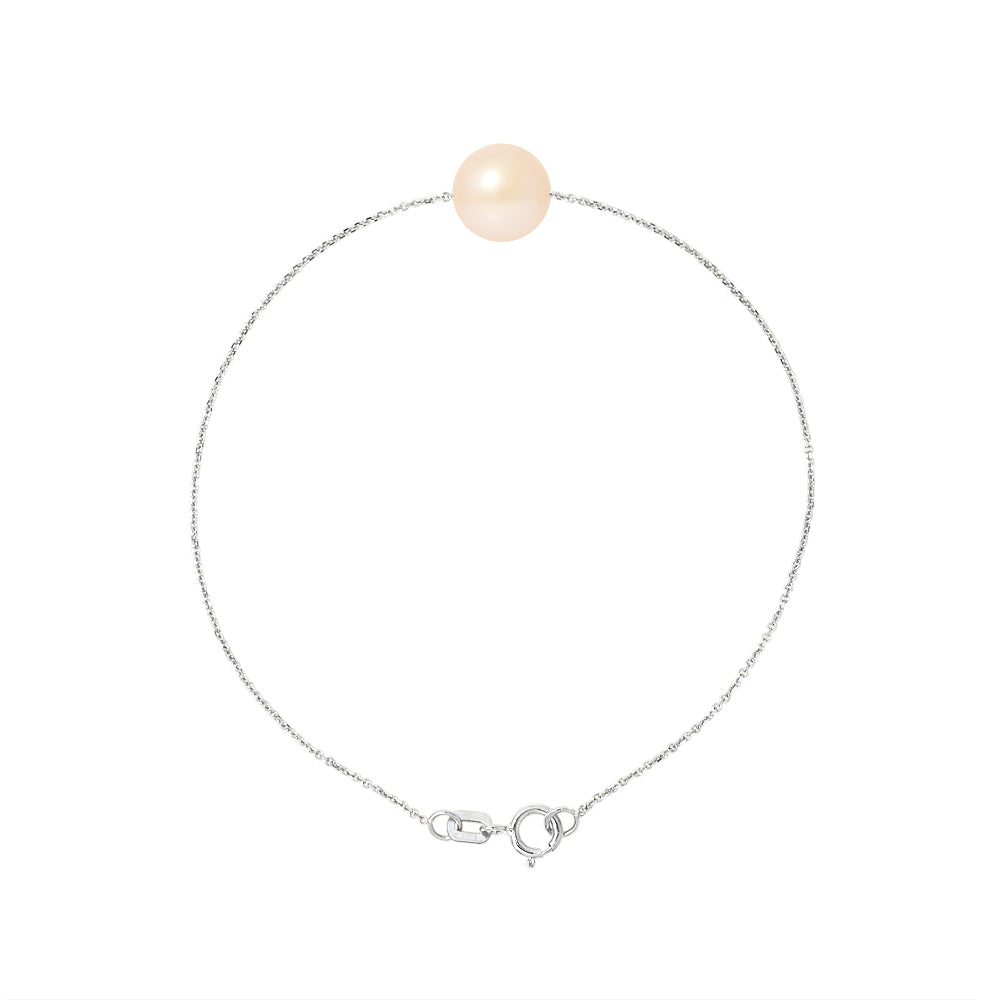 PERLINEA- Bracelet- Freshwater Cultured Pearl- Diameter 8-9 mm Pink- Women's Jewelry- 925 Thousandths Silver