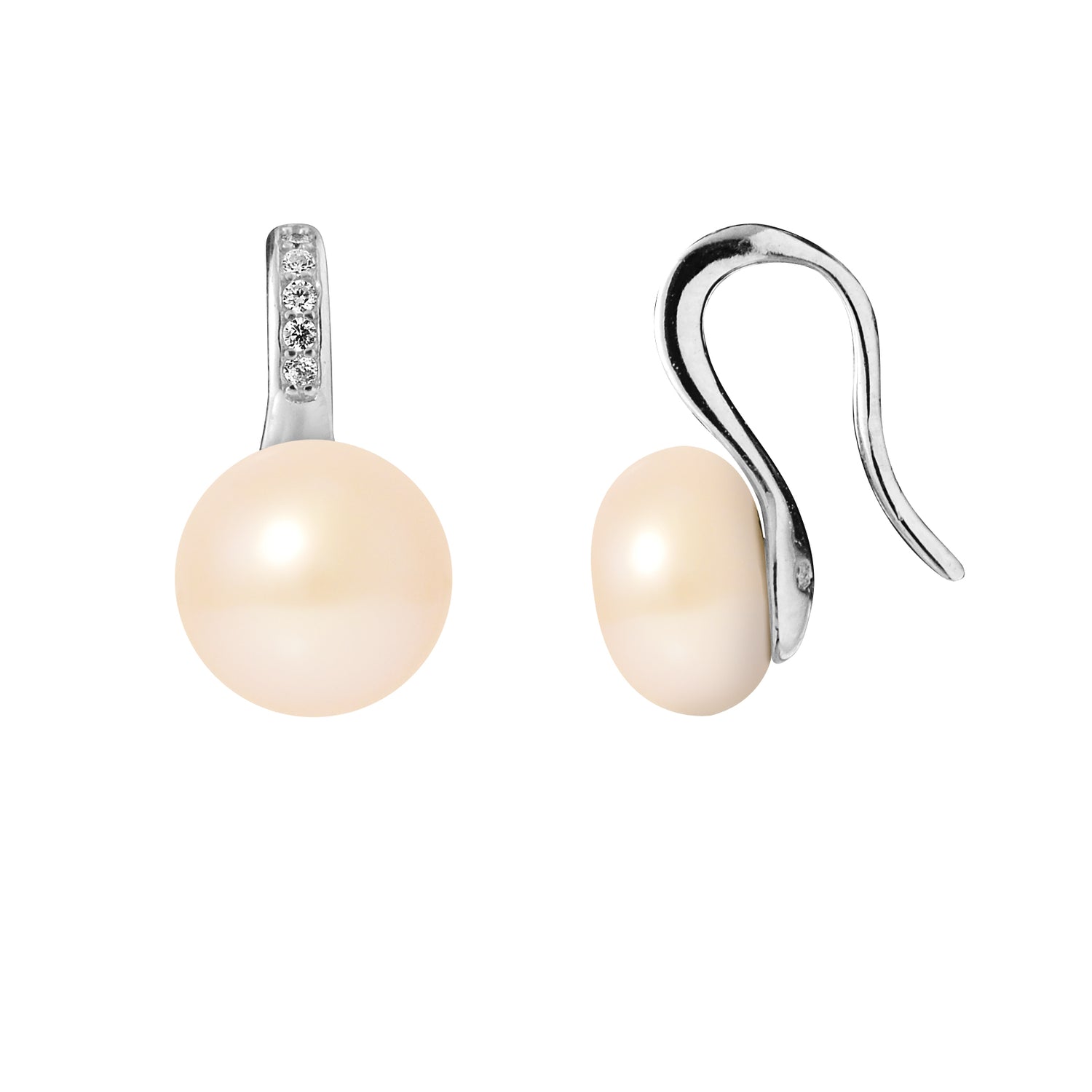 PERLINEA- Boucles d'Oreilles-Joaillerie Perles de Culture d'Eau Douce Rose- Bijou Femme- Argent 925 Millièmes