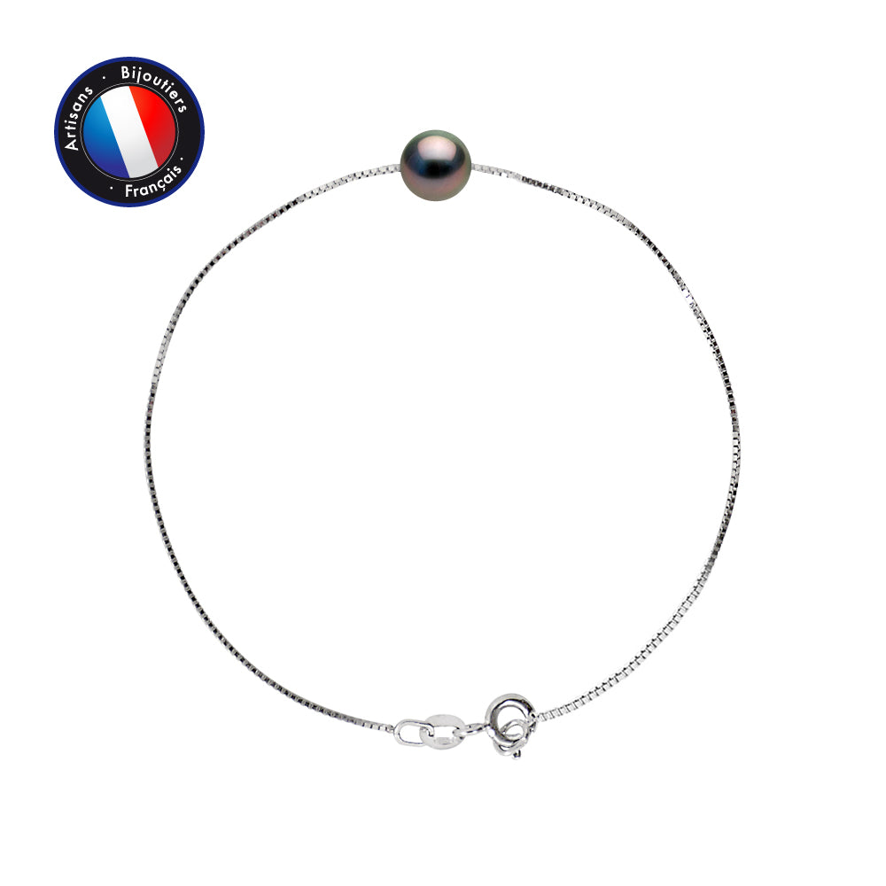 PERLINEA- Bracelet- Tahitian Cultured Pearl- Round 8-9 mm- Women's Jewelry- 925 Thousandths Silver