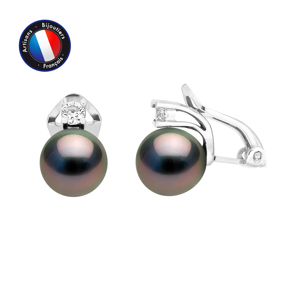 PERLINEA- Earrings - Tahitian Cultured Pearls - Oval Diameter 8-9 mm - Women's Jewelry - 925 Sterling Silver